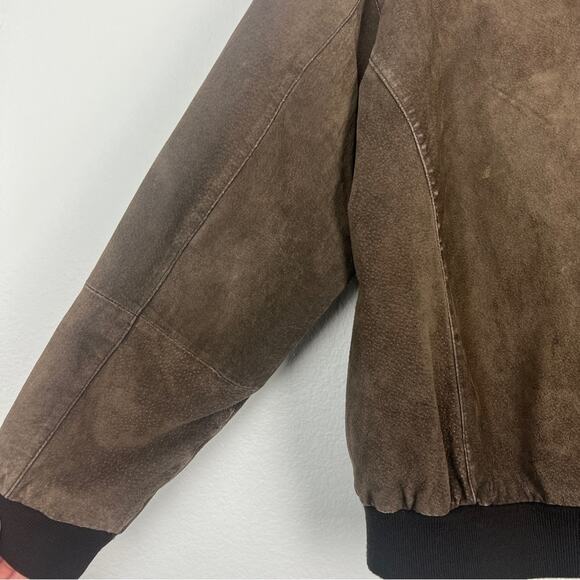 Vintage | Mens Brown Leather Bomber Jacket Suede by Pacific XL - Picture 5 of 11